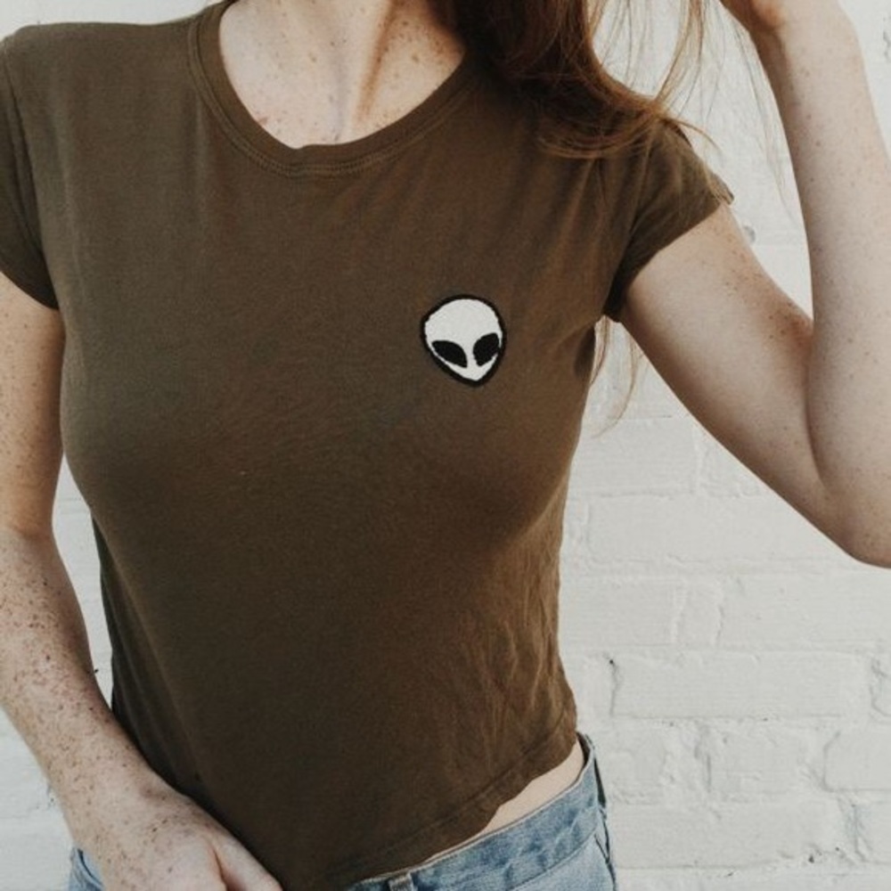 Brandy Melville/ John Galt dark green alien tee